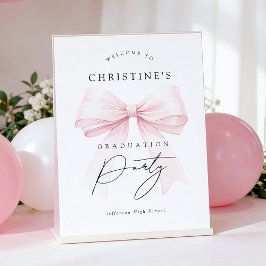 Pink Bow Graduation Sign Poster ポスター
