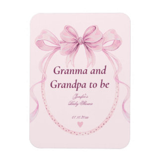 Pink Bow Grandma and Grandpa to Be Baby Shower マグネット