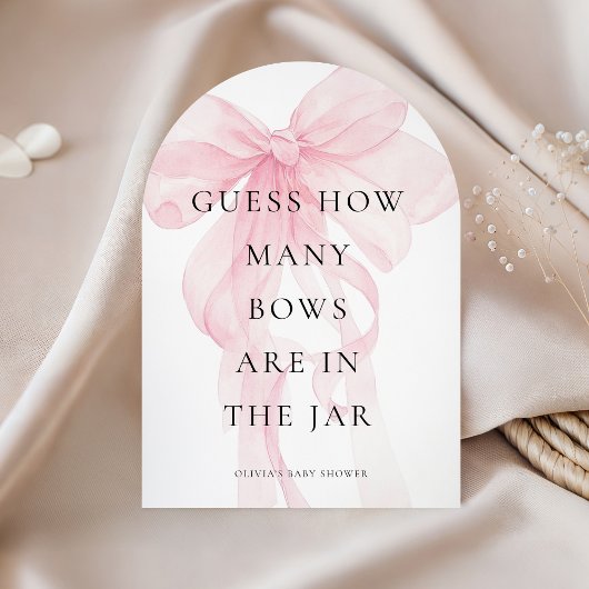 Pink Bow Guess How Many Game Baby Shower card 招待状