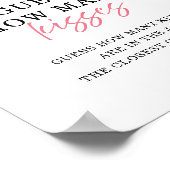 Pink Bow Guess How Many Kisses Bridal Shower Sign ポスター (角)