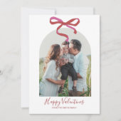 Pink Bow Happy Valentine's Day Photo  Holiday Card シーズンカード (正面)