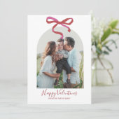 Pink Bow Happy Valentine's Day Photo  Holiday Card シーズンカード (スタンド正面)