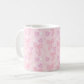 Pink Bow Hearts Aesthetic Mug コーヒーマグカップ (正面左)