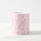 Pink Bow Hearts Aesthetic Mug コーヒーマグカップ (中央)