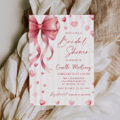 Pink Bow Hearts Valentines Bridal Shower 招待状