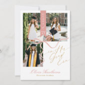 Pink Bow In Her Grad Era Elegant Photo Graduation 招待状 (正面)