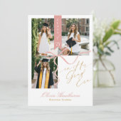 Pink Bow In Her Grad Era Elegant Photo Graduation 招待状 (スタンド正面)
