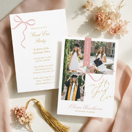 Pink Bow In Her Grad Era Elegant Photo Graduation 招待状