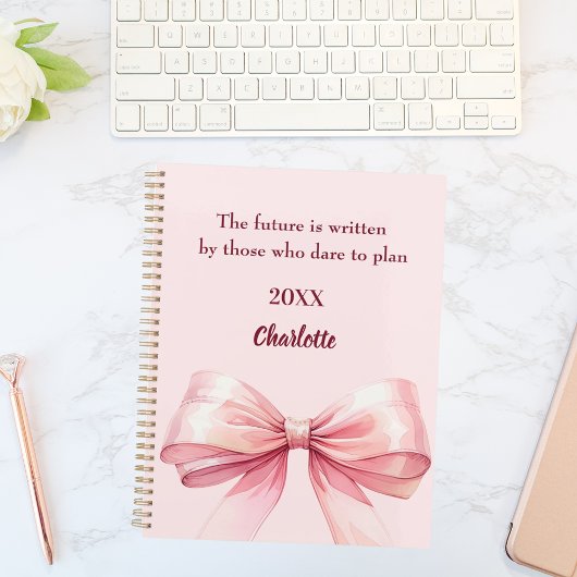 Pink bow inspirational quote 2026 プランナー手帳