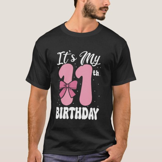 Pink Bow It's My 1th Birthday Coquette Girls Prete Tシャツ (正面)