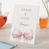 Pink bow ivory cards gifts sign 台座サイン (インサイチュ)