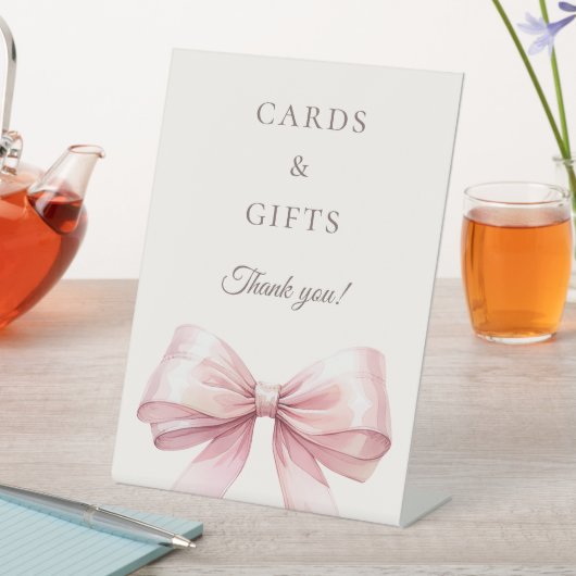 Pink bow ivory cards gifts sign 台座サイン (インサイチュ)