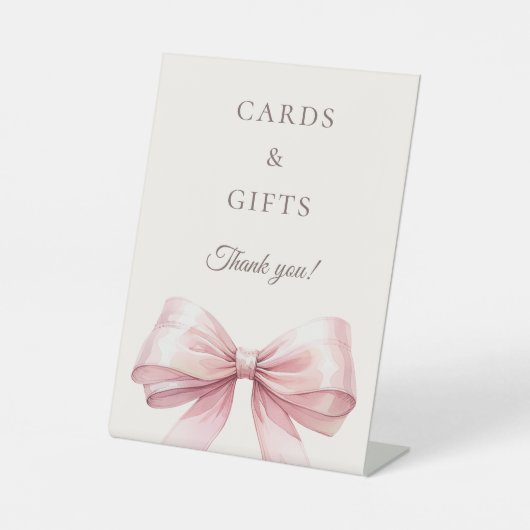 Pink bow ivory cards gifts sign 台座サイン (正面)