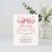 Pink bow ivory pearl knot Bridal Shower invitation (スタンド正面)