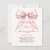 Pink bow ivory pearl knot Bridal Shower invitation (正面)