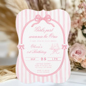 Pink Bow Just Wanna be One First Birthday 招待状
