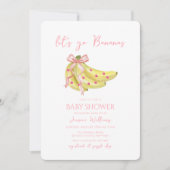 Pink Bow Let's Go Bananas Baby Shower 招待状 (正面)
