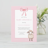 Pink Bow Little Lamb Baby Shower Sprinkle 招待状 (スタンド正面)