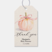 Pink Bow Little Pumpkin Baby Shower ギフトタグ (正面)