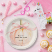 Pink Bow Little Pumpkin Baby Shower ペーパープレート (パーティー)