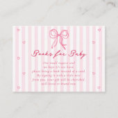 Pink Bow Little Sweetheart Books for Baby Card エンクロージャーカード (正面)