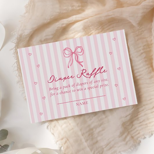 Pink Bow Little Sweetheart Diaper Raffle Card エンクロージャーカード