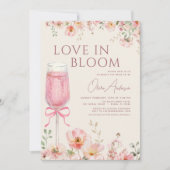 Pink Bow Love in Bloom Champagne Bridal Shower 招待状 (正面)