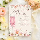 Pink Bow Love in Bloom Champagne Bridal Shower 招待状
