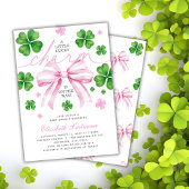 Pink Bow Lucky Charm Baby Shower Invitation 招待状