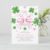 Pink Bow Lucky Charm Baby Shower Invitation 招待状 (スタンド正面)