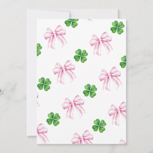 Pink Bow Lucky Charm Baby Shower Invitation 招待状 (裏面)