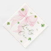 Pink Bow Lucky One 1st Birthday Napkins (コーナー)