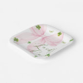 Pink Bow Lucky One 1st Birthday Paper Plates ペーパープレート (傾斜あり)