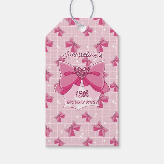 Pink Bow Magical Girl Birthday ギフトタグ (正面)