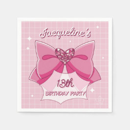 Pink Bow Magical Girl Birthday スタンダードカクテルナプキン