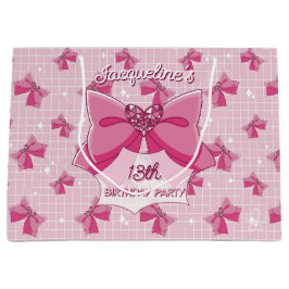 Pink Bow Magical Girl Birthday ラージペーパーバッグ