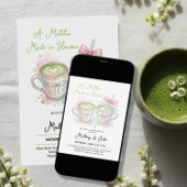 Pink Bow Matcha Made in Heaven Wedding Shower 招待状