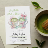 Pink Bow Matcha Made in Heaven Wedding Shower 招待状