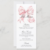 Pink Bow Menu Elegant Coquette Pink Bow Menu Card (正面)