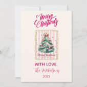 Pink Bow Merry Christmas シーズンカード (正面)