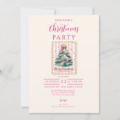 Pink Bow Merry Christmas 招待状 (正面)