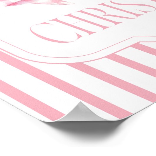 Pink Bow Merry Christmas Holiday Poster ポスター (角)