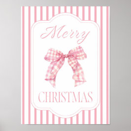 Pink Bow Merry Christmas Holiday Poster ポスター