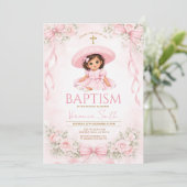 Pink Bow Mexican Baptism Charra Invitation 招待状 (スタンド正面)