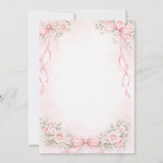 Pink Bow Mexican Baptism Charra Invitation 招待状 (裏面)