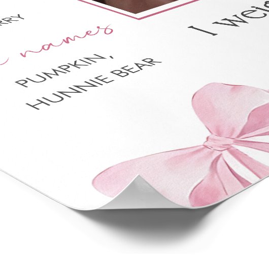 Pink Bow milestone board template, Coquette Pink ポスター (角)