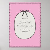 Pink Bow Minimal Elegant 28th Birthday Party ポスター (正面)