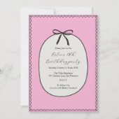 Pink Bow Minimal Elegant 28th Birthday Party 招待状 (正面)