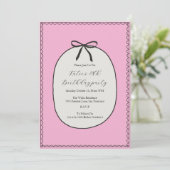 Pink Bow Minimal Elegant 28th Birthday Party 招待状 (スタンド正面)