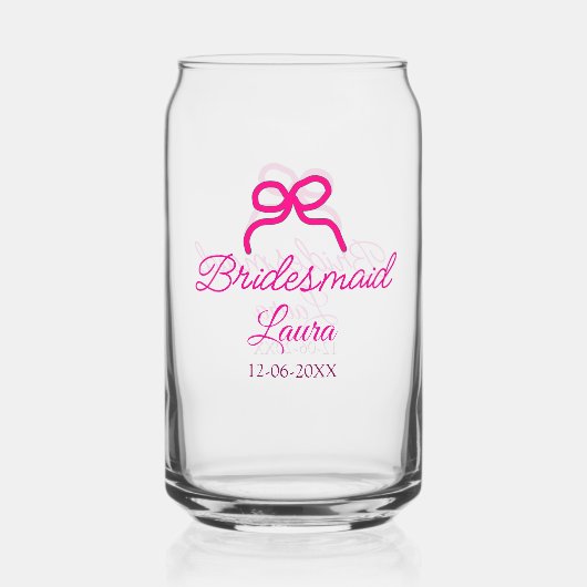 PINK BOW minimaladd name bridesmaid gift year ガラス缶 (裏面)